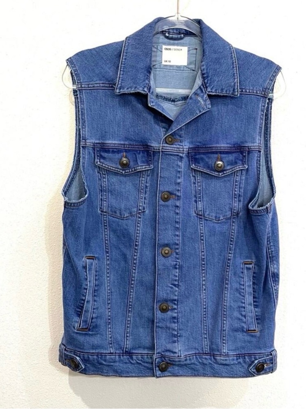 ASOS Trucker Jean Vest Oversized Sleeveless  Blue Denim Medium Wash US 6 / UK 10